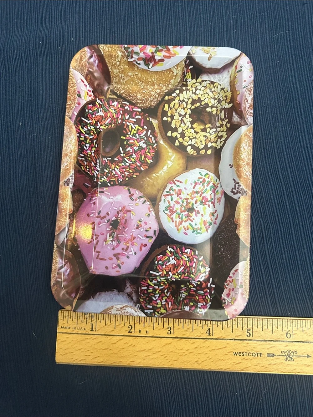 Donut Print Metal Trinket or Rolling Tray Colorful Sprinkled Doughnuts